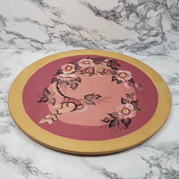 Wood Plate Handmade Hand Painted Signed Vintage - Picture 3 of 9